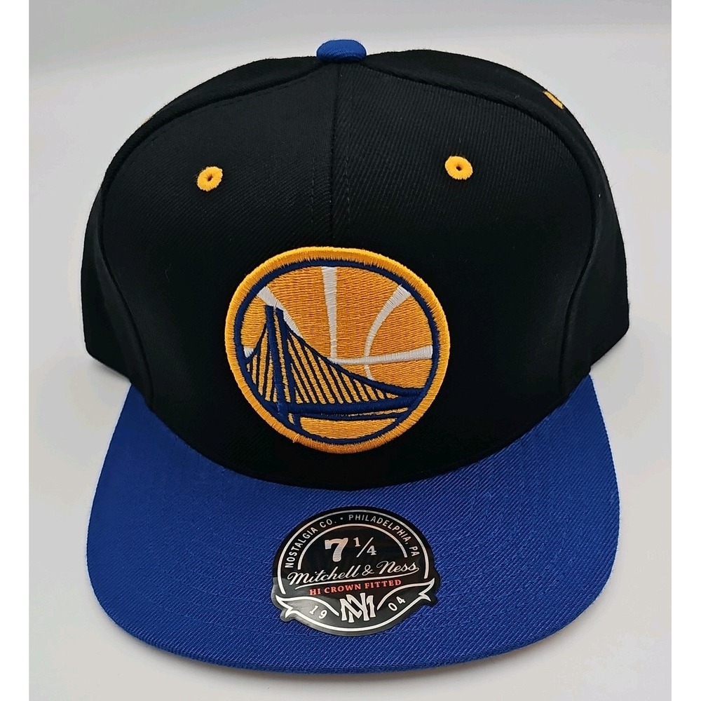 Mitchell & Ness Golden State Warriors Overbite Pro Black Fitted Hat NEW 7 1/4